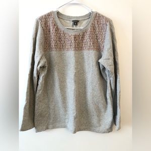 Eddie Bauer Stitch Detail Holiday Sweater Fall Embroidery Sweat Shirt Size L